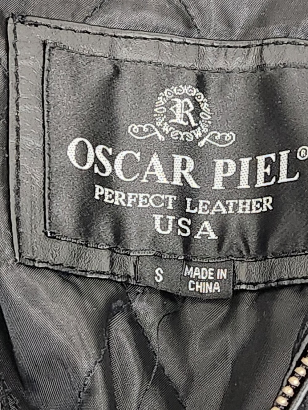 Oscar Piel Sleek Black Leather Zip Up Collard Jacket.  Small - Picture 4 of 9
